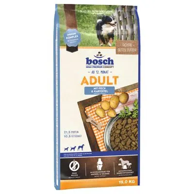 Pack gourmand bosch 2 saveurs Maxi Adult + Adult poisson, pommes de terre