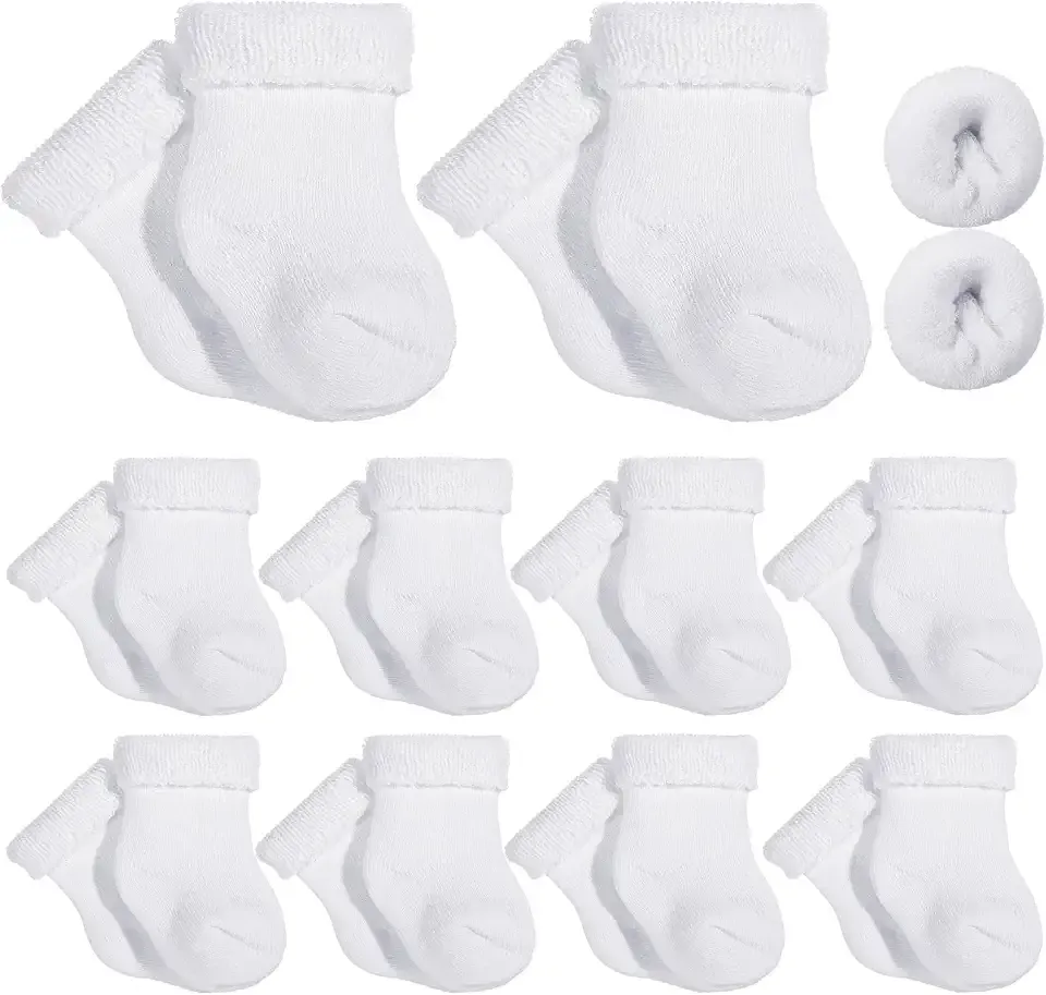 10 Pairs Preemie Cotton Turn Cuff Socks