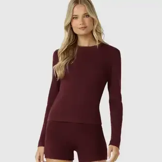 Lorna Jane Womens Take It Easy Waffle Knit Long Sleeve Top