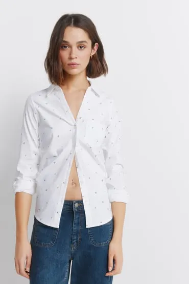 Camisa Oxford escote pico algodón