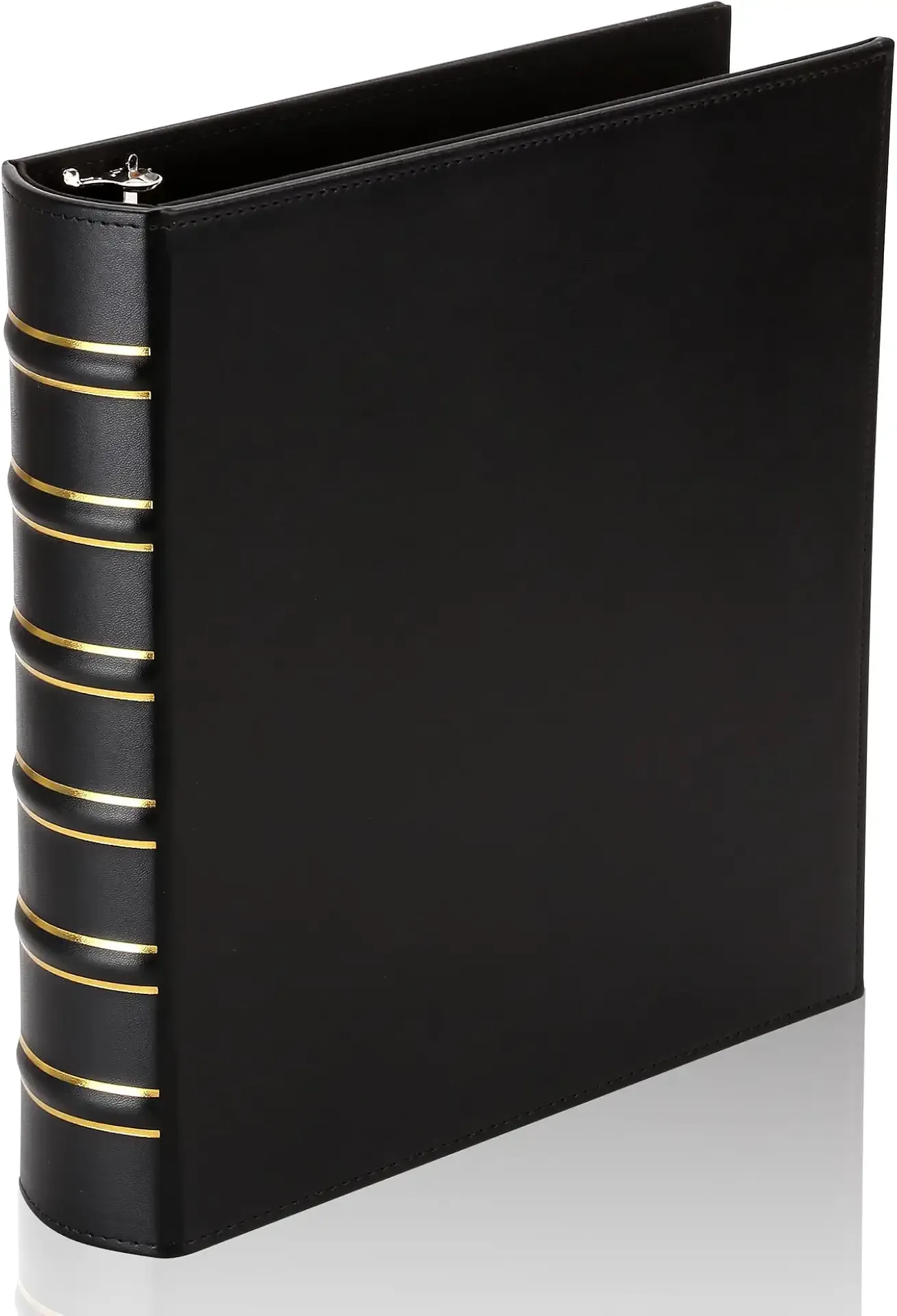 Vintage Hardback 3 Ring Binder 1.5 Inch, Professional Leather Binder 3 Ring, Three Ring Binders Fits 8.5 x 11, D Ring Binders for Photo Album, Home, School and Office Supplies- Black