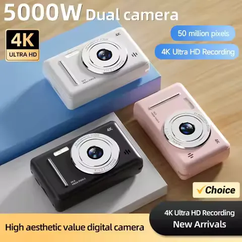 Mini Portable 4K Digital Camera CCD Portable Card Camera Entry-level Camera Dual Camera Flash 50 Million Pixels Auto Focus