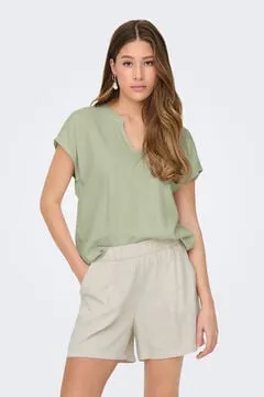 Blusa manga corta lino