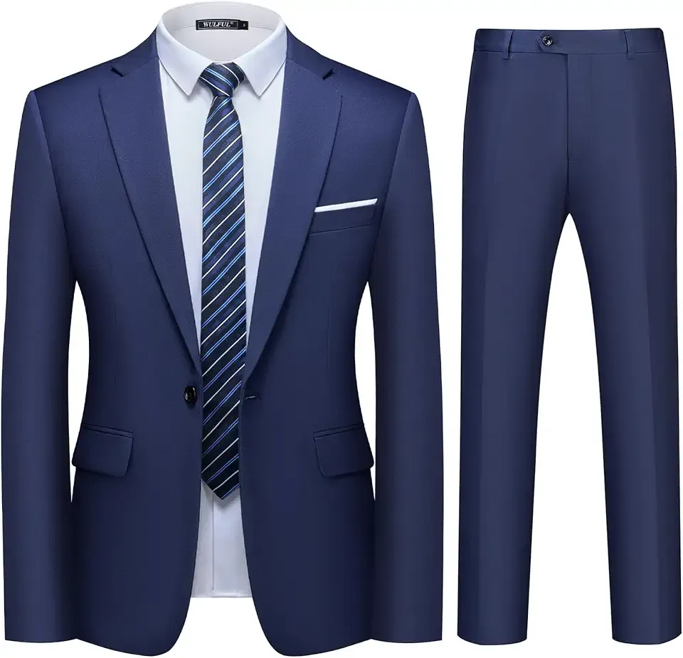 Men's 2 Piece Slim Fit Suit Set One Button Blazer Jacket Pants Tuxedo Set for Party, Wedding and Business