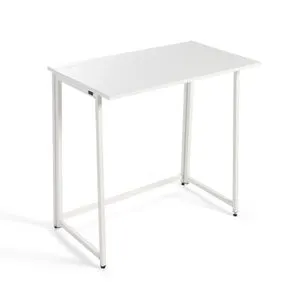 Mesa de Escritorio Plegable Utility Multifuncional para Oficina en Casa, 50 x 80 x 72 cm, Estructura Metálica, con Estante de Almacenamiento, (Blanco)