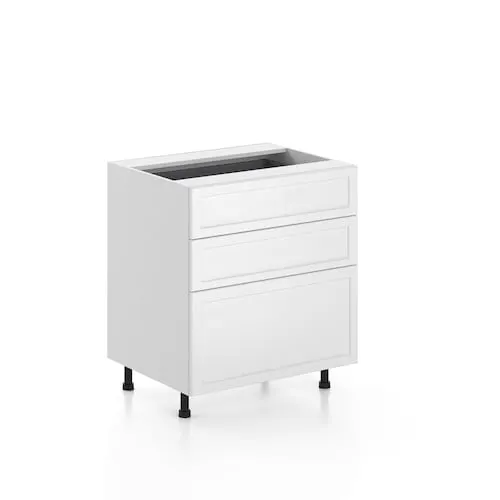 Manchester 30 in. W x 35 H x 24 D Ready to Assemble Kitchen 3-Drawer Base Cabinet, White