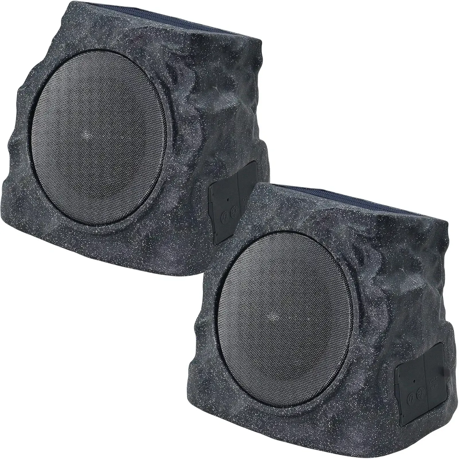uuffoo 2-Pack Solar Powered Rock Speakers Outdoor Water-Resistant IP44 Rock Speaker with Lights RGB Colors and USB Charging for Patio Pool Party Yard Garden Outside