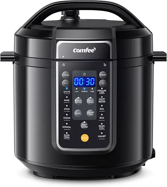 COMFEE’ 9-in-1 Electric Pressure Cooker, 14 Presets Instant Multi Slow Cooker Olla de Presion Non-Stick Pot Rice , Yogurt Maker, Sauté Steamer, Black , 6 Quarts