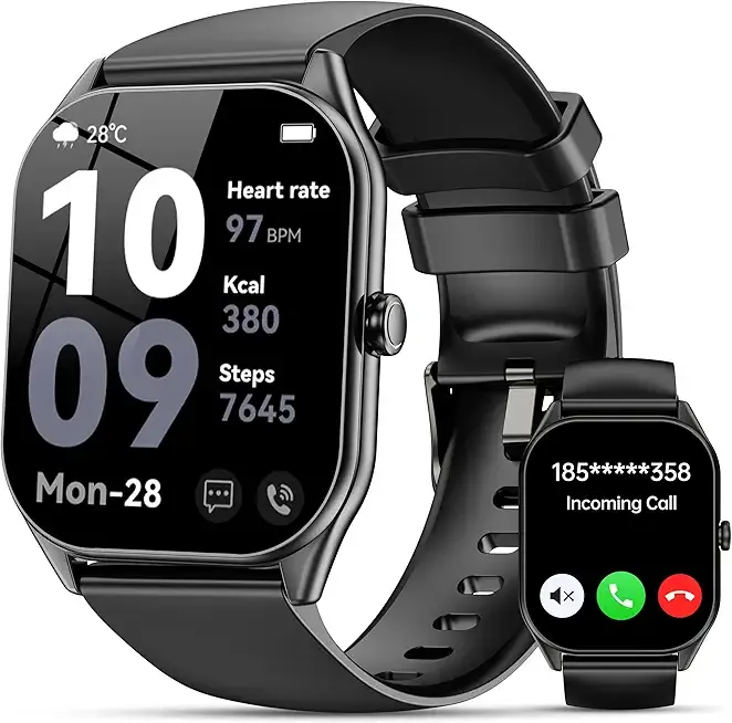 Smart Watch for Men Women, 2.0" HD Touchscreen Fitness Tracker, Bluetooth Calls/Notifications, IP68 Waterproof, 100+ Sport Modes Fitness Watch, Heart Rate Sleep Monitor Smartwatch for Android iOS