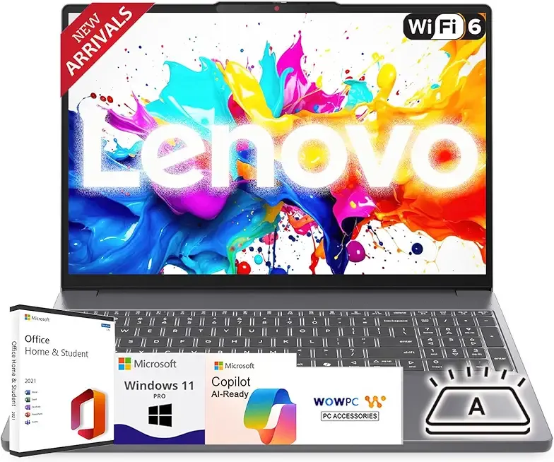 Newly Designed 16" Business Laptop(2025/2026 Edition) with Microsoft Office, AMD Ryzen 7 5825U, 16GB RAM, 1TB SSD, Ultra Quiet Design, Long Battery Life, Wi-Fi 6, Windows 11 Pro, WOWPC