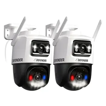 Defender 2K+AI Colour MAX Night Vision Dual Lens PTZ Plug-in Wi-Fi Camera, 2 pack
