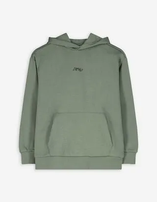 Felpa con cappuccio - Oversized Fit - verde scuro