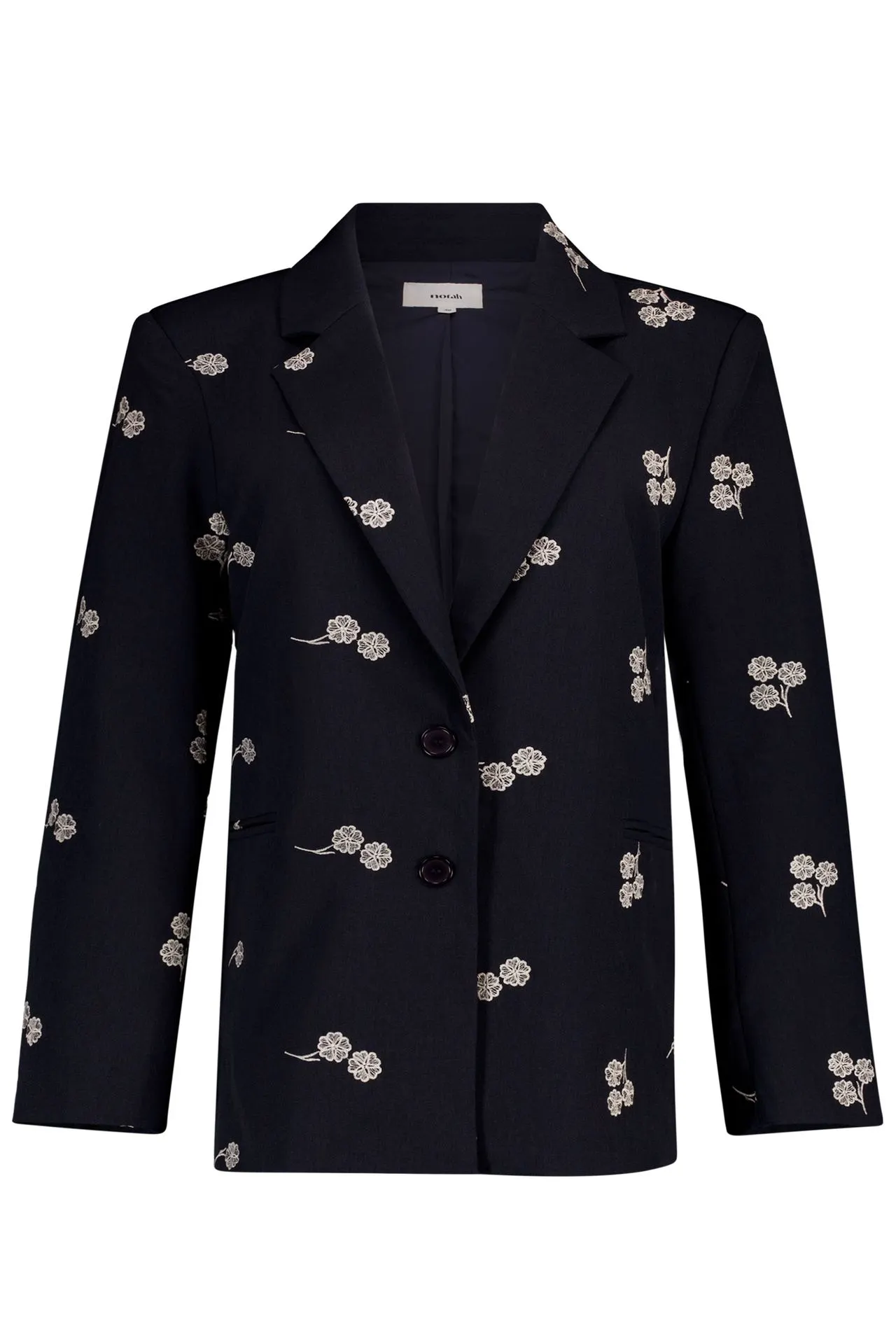 Donkerblauwe blazer met borduursels