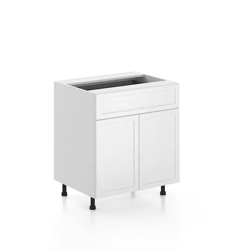Manchester 30 in. W x 35 H x 24 D Ready to Assemble Kitchen 2-Door 1-Drawer Base Cabinet, White