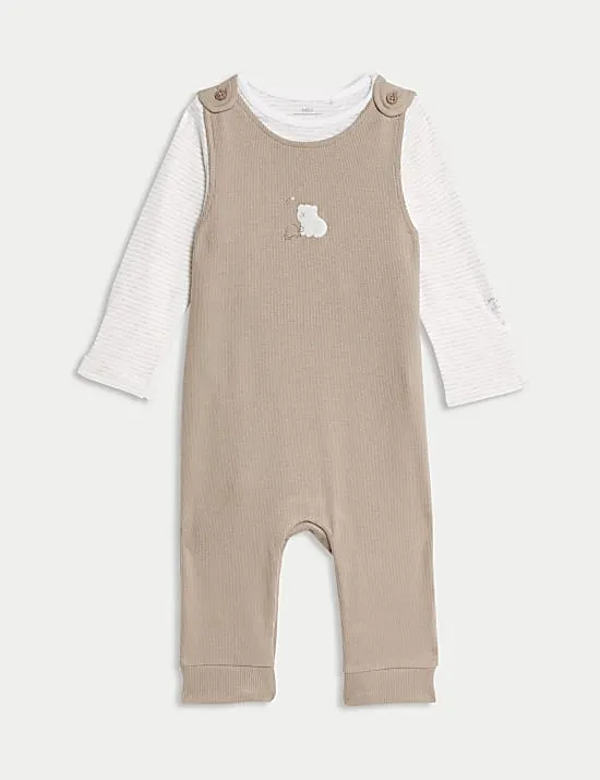 2-teiliges Latzhosen-Outfit aus reiner Baumwolle (0–12 M.)