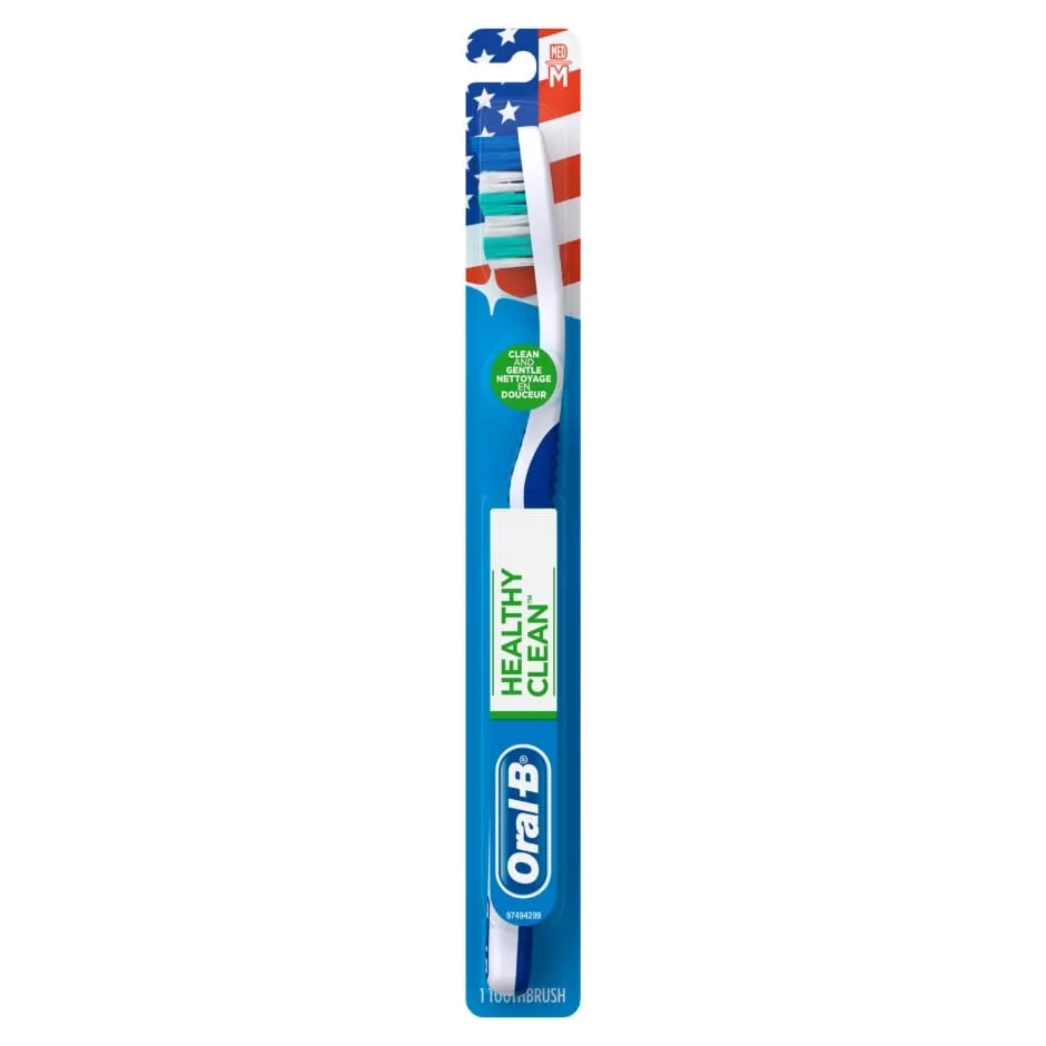 Oral-B Healthy Clean Toothbrush, Blasts Away Plaque, Medium, 1 Count