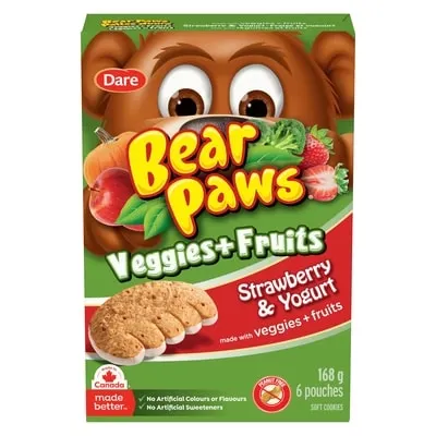 Bear Paws Veggies + Fruits Strawberry & Yogurt Cookies