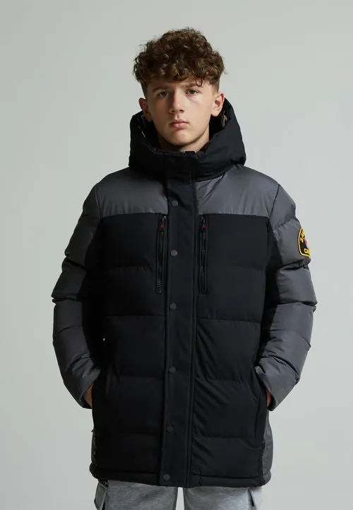 RAFFINO COLOURBLOCK PUFFER JACKET - Vinterkåpe / -frakk - jet black/asphalt