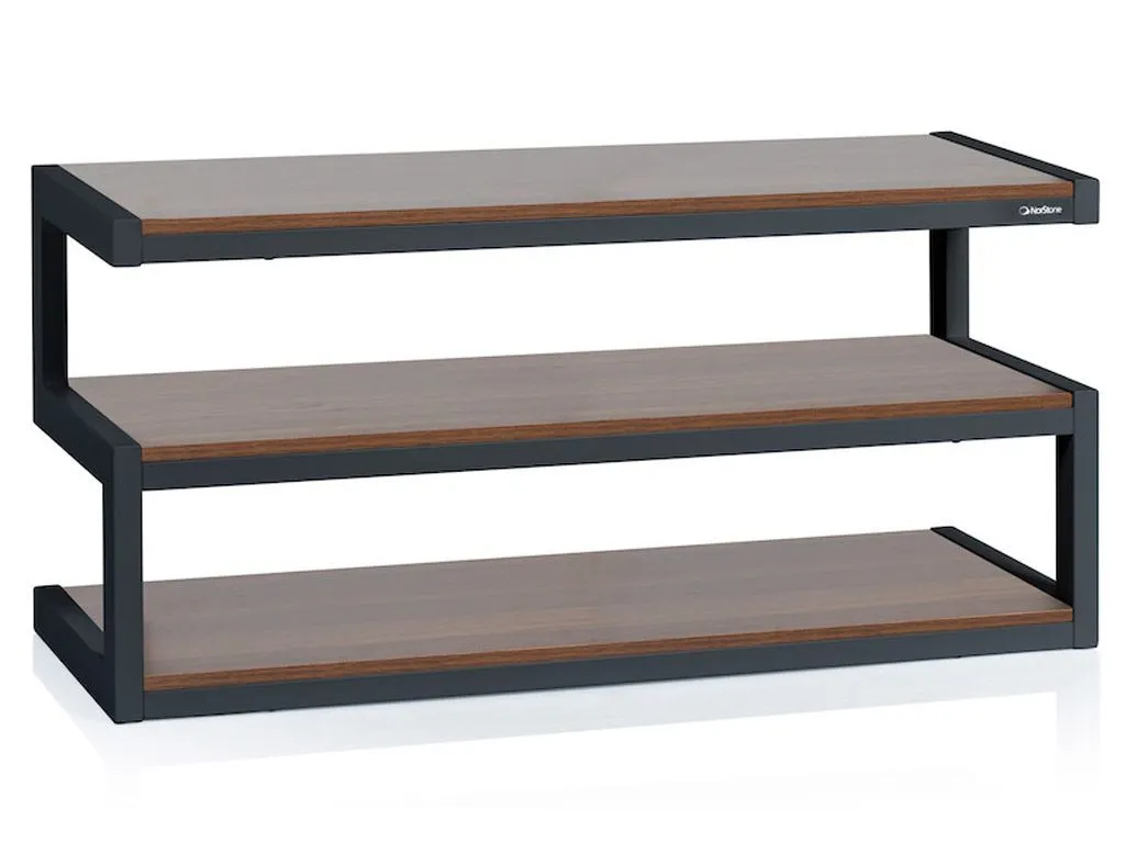 NorStone ESSE AV zwart/walnoot Audio TV meubel met drie plateau's