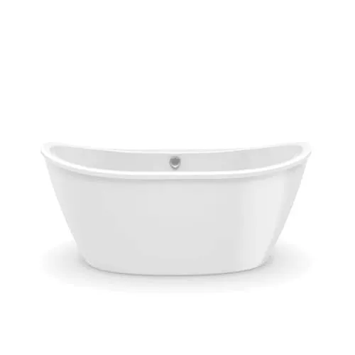 Delsia 60 in. L x 32 in. W x 26.5 in. H 2-Piece Oval AcrylX Applied Acrylic Freestanding Bathtub, Center Drain, in White with 15.5-inch Soaking Depth