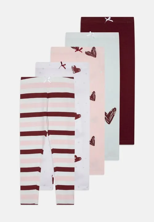 5 PACK - Leggings - light blue/bordeaux/light pink