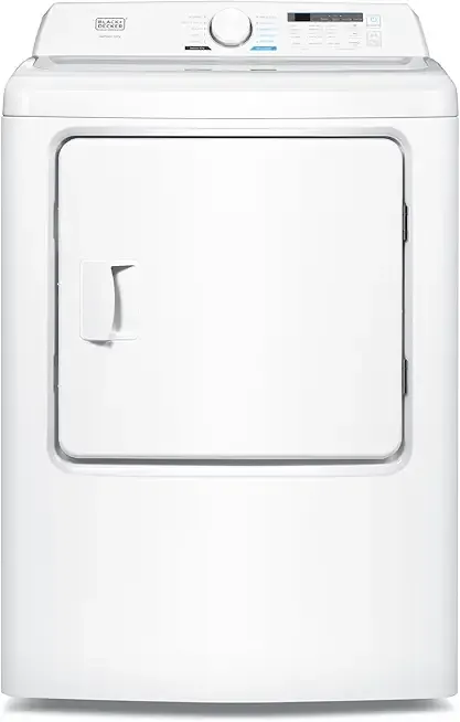 BLACK+DECKER 7.0 Cu. Ft. Front Load Dryer, Electric Clothes Dryer with LED Display and Dial Control, 5 Sensor and Manual Dry Selections, 240V, Requires Professional Installation, BLD67ME, White