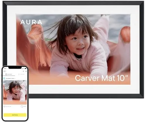 Aura Digital Picture Frame - 10.1" HD Mat Display | Wirecutter's Best Digital Frame for Gifting | Text Photos Directly to Your Frame from Anywhere | Quick & Easy Setup Over WiFi - Free App | No Fees