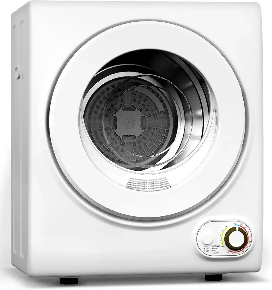 Feelfunn 110V Portable Dryer – 850W Compact Clothes Dryer with 4 Automatic Drying Modes, Stainless Steel Tub, Simple Control Knob for Apartments, Dorms & Small Spaces