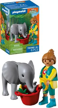 ZOO : ELEPHANTEAU ET GARDIEN DE ZOO 72092 PLAYMOBIL Ref : 41274168
