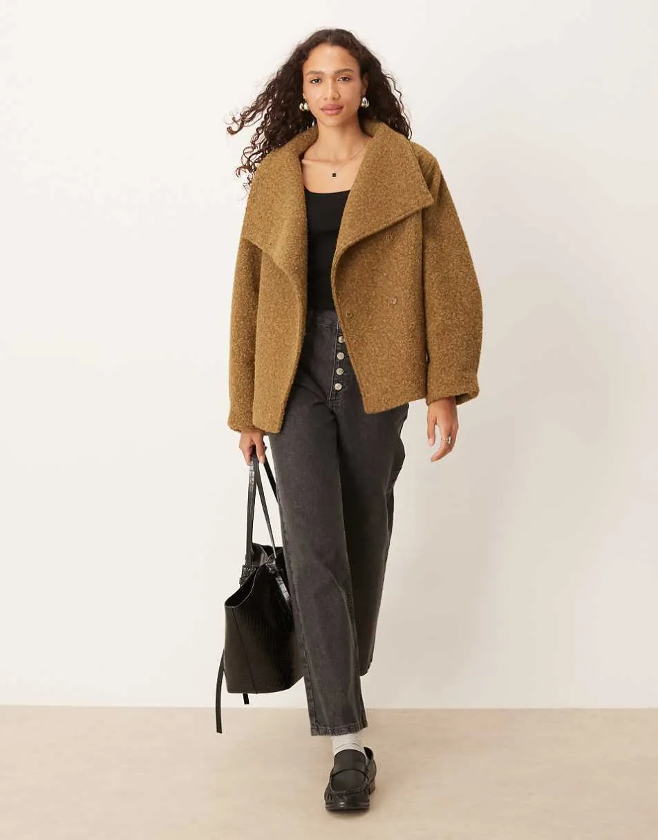 ASOS DESIGN cosy funnel neck oversized jacket in olive