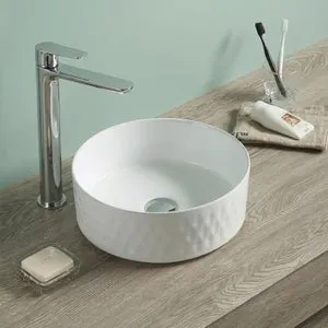 Lavabo sobre encimera Infinitio 36 x 36 x 12 cm sin rebosadero, blanco brillo (SATINF3636)