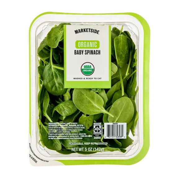 Marketside Organic Baby Spinach Salad, 5 oz Clam Shell (Fresh) $3.14 62.8 ¢/oz