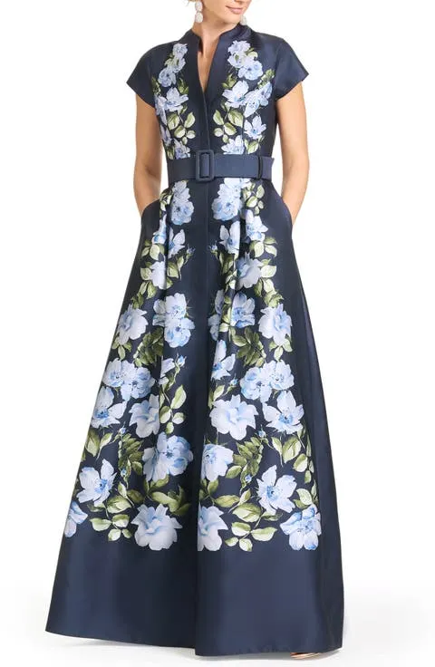 SACHIN BABI Marta Placed Floral Mikado Gown