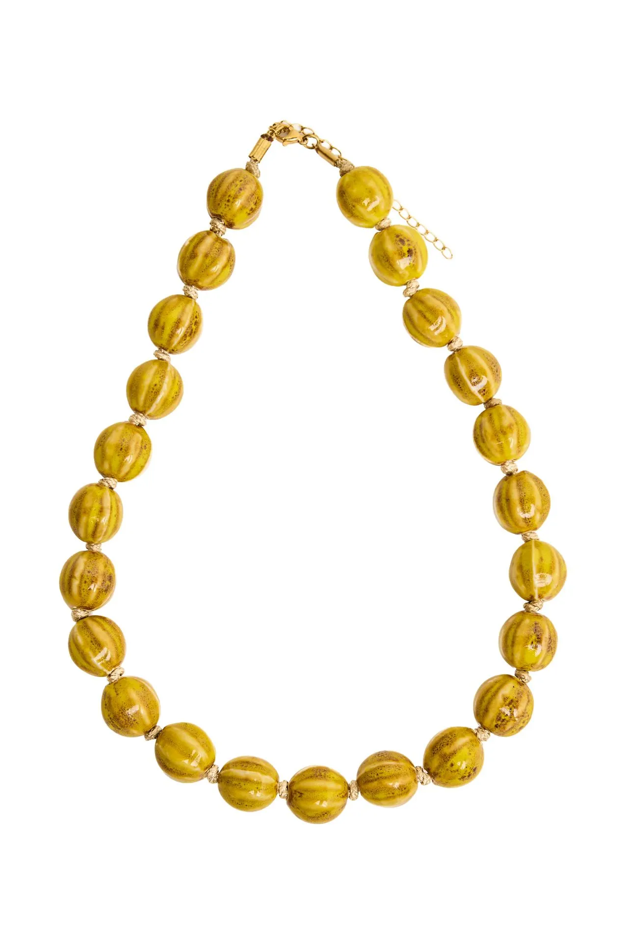 Gele keramieken kralenketting