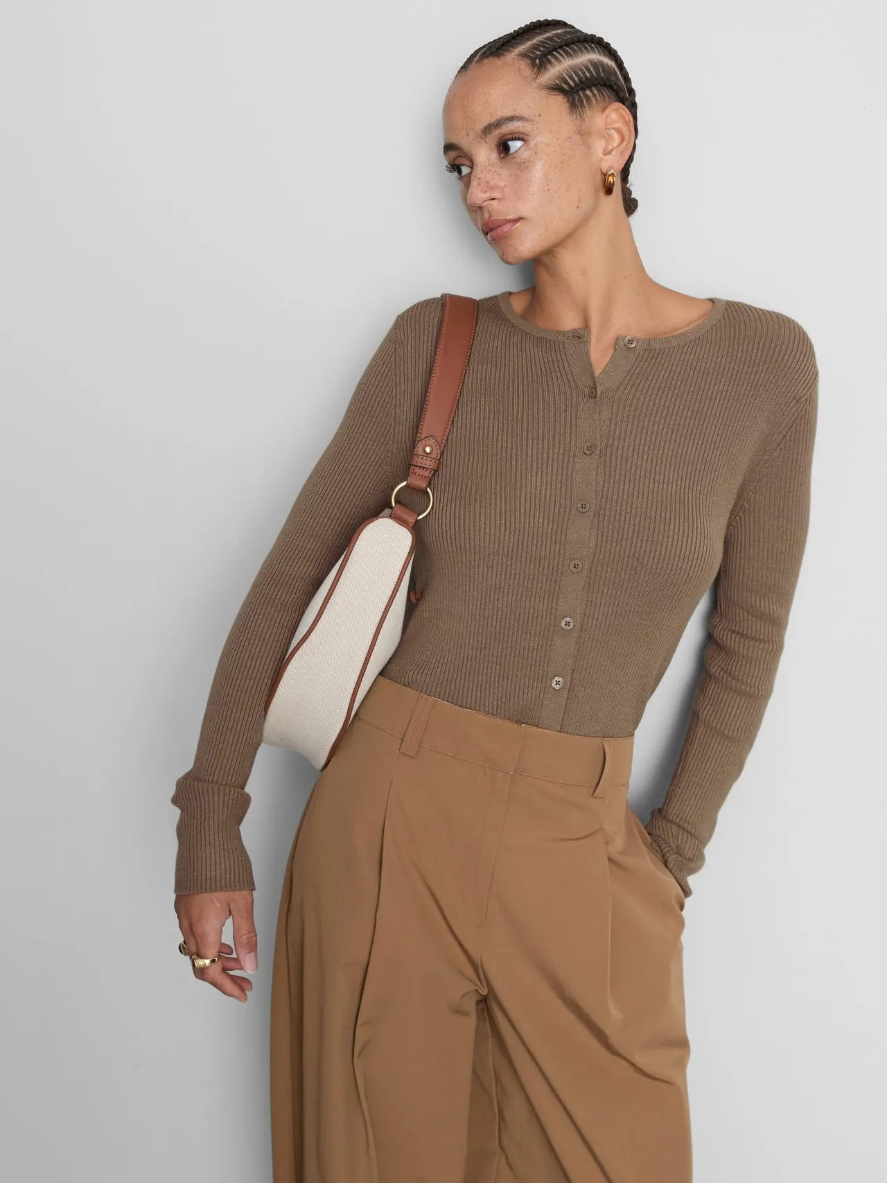 Cardigan girocollo a coste