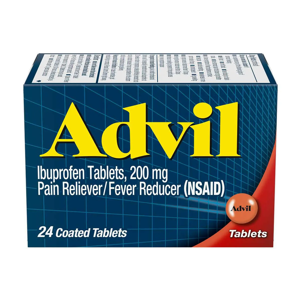 Advil Pain Reliever Fever Reducer, Ibuprofen 200mg Coated Tablets, 24 ct