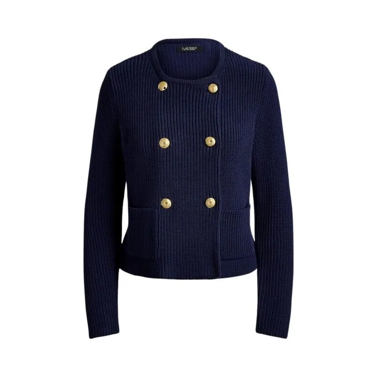 Double-Breasted Cotton Jumper Jacket - Marine