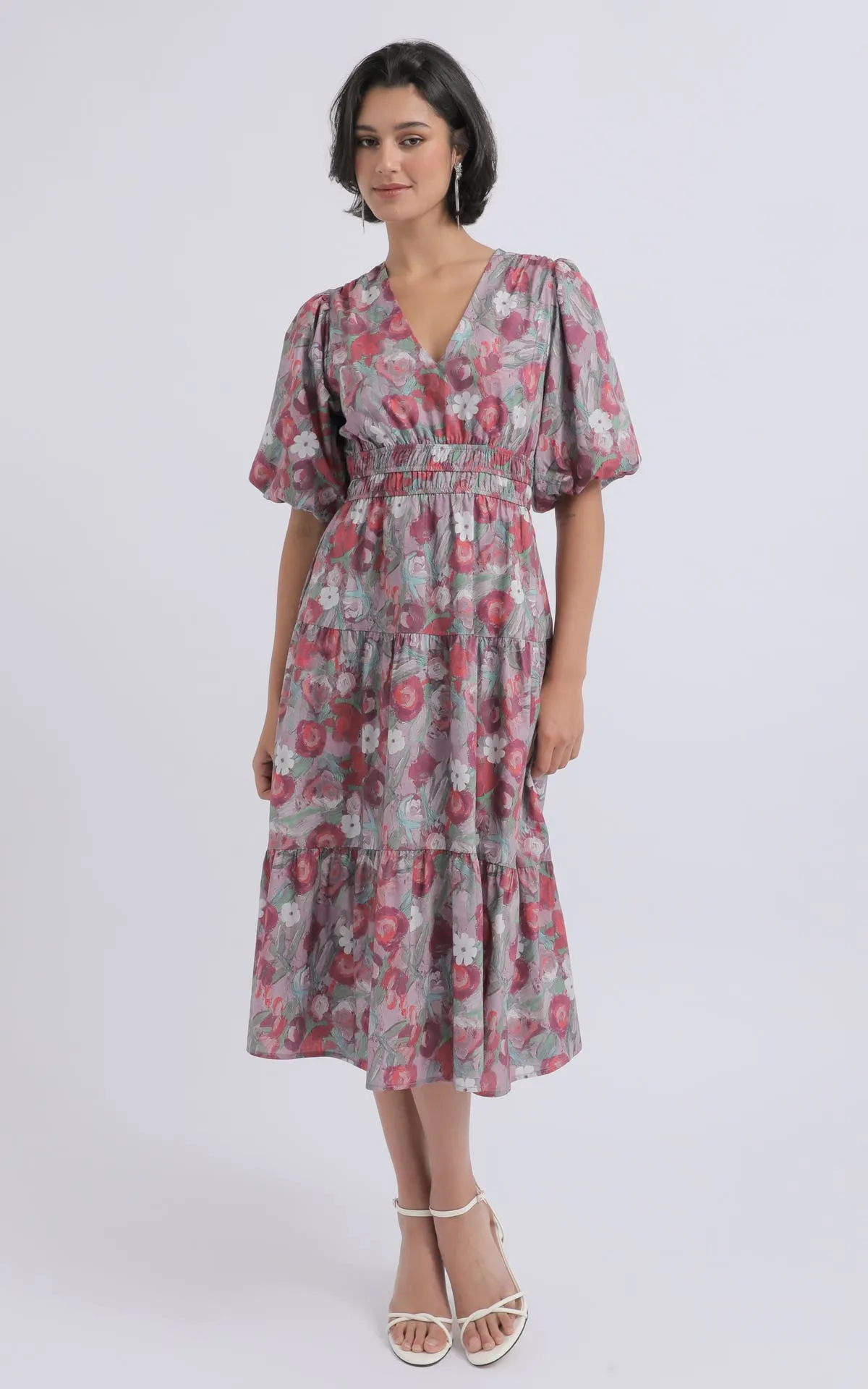 Cotton Poplin Puff Sleeve Dress