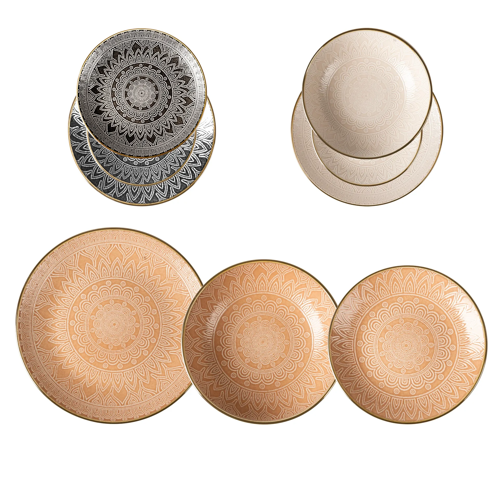 Servizio di piatti in stoneware Gaonas Sandy Embossed Pad 18 pezzi