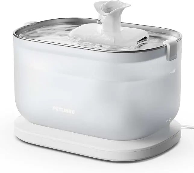 PETLIBRO Cat Water Fountain Stainless Steel Tray, Wireless Pump Cat Fountain, Ultra Quiet Pet Water Fountain, 2.5L Automatic Water Dis…