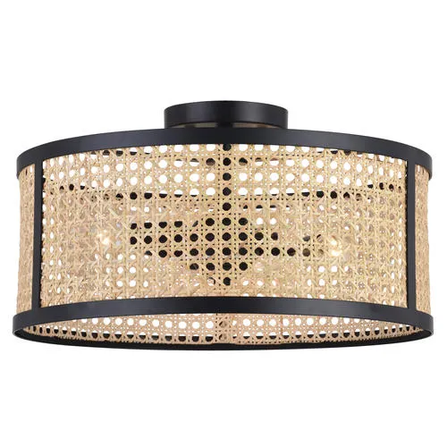 Patriot Lighting® Berens Matte Black 3 Light Semi-Flush Mount Ceiling Light
