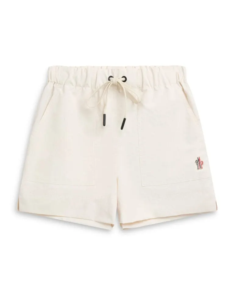 Logo Patch Drawstring Shorts - Beige