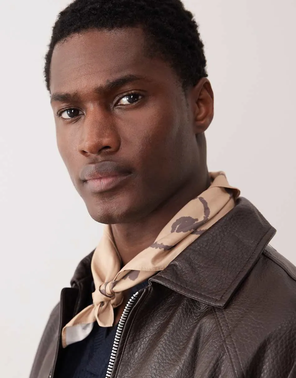 ASOS DESIGN printed cotton bandana in stone