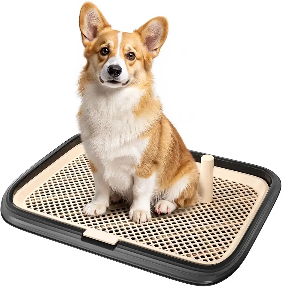 Dog Potty Tray, 23.6"x17.68" Indoor Pet Pee Pad Holder,Puppy Training Holder,Bathroom Dog Litter Box, Pet Toilet for Small and Medium Dogs,Housebreaking Supplies, Pet Products(Black)