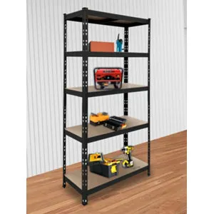 Étagère 5 niveaux en MDF et acier noir mat H. 180 x l. 90 x P. 40 cm
