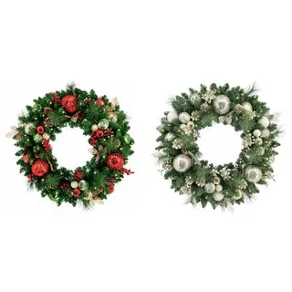 30" Decorated Wreath with Micro-LED Lights