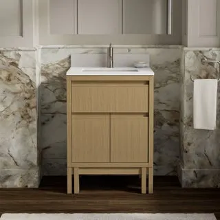 Kohler Solive Bathroom Vanity with Sink and Quartz Top in Oak