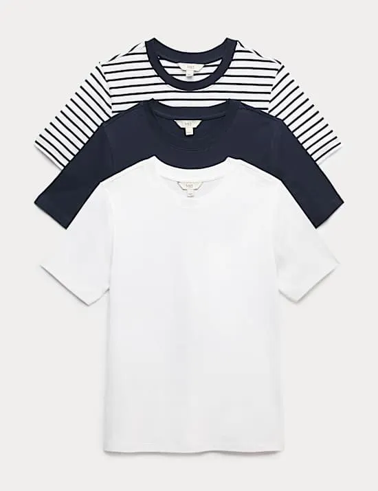 3er-Pack T-Shirts aus reiner Baumwolle