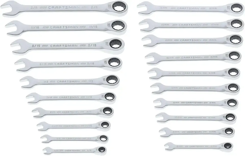 CRAFTSMAN 20 Piece Ratcheting Combination Wrench Set, SAE/Metric (CMMT87220)