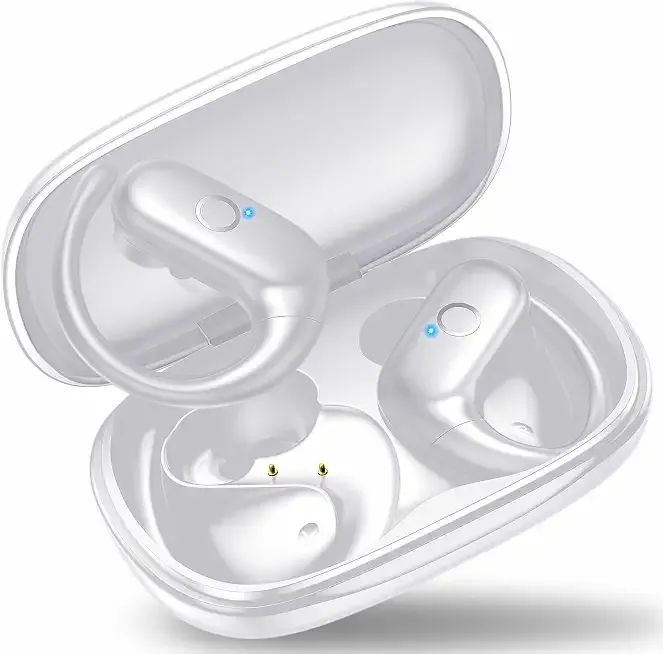 xiwxi Wireless Earbuds Bluetooth Headphones,Over Ear Buds for Sport with Deep Bass Sound,60Hrs Playtime Earphones Designed Comfort Fit with Earhooks for Running,Meeting,Workout-White